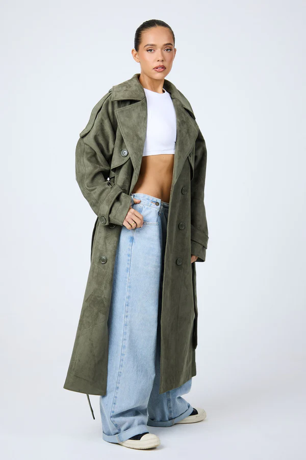 Arden Suede Trench Coat - Image 5
