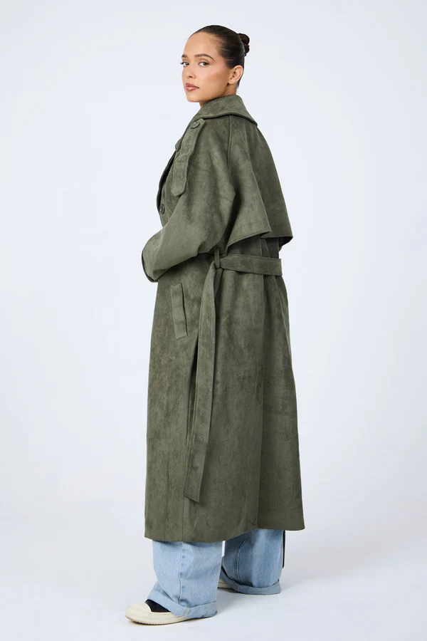 Arden Suede Trench Coat - Image 4