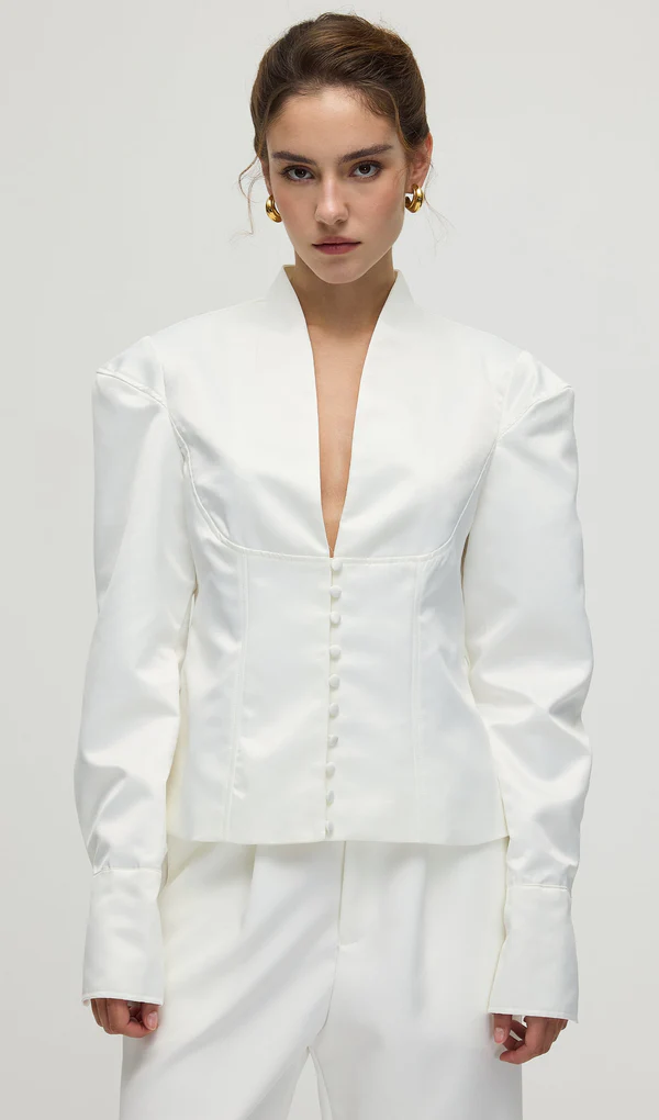Elena Sculpted Satin Jacket
