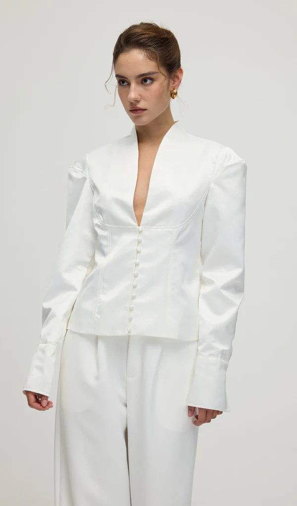 Elena Sculpted Satin Jacket - Image 6