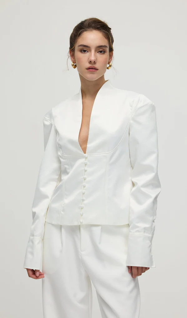 Elena Sculpted Satin Jacket - Image 5