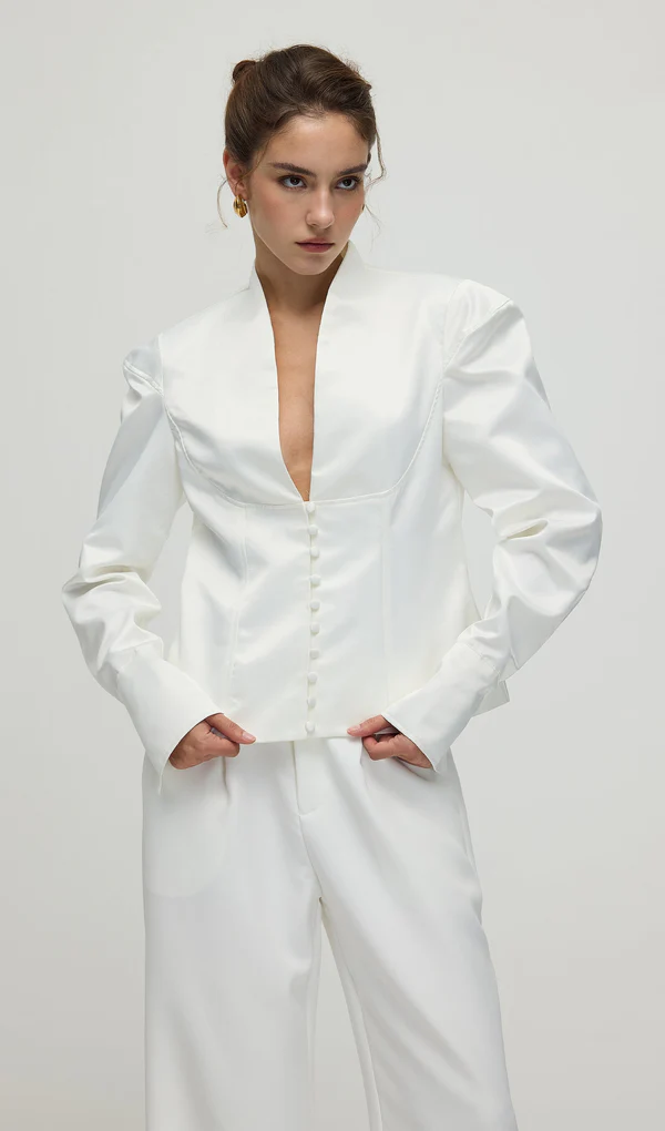 Elena Sculpted Satin Jacket - Image 4