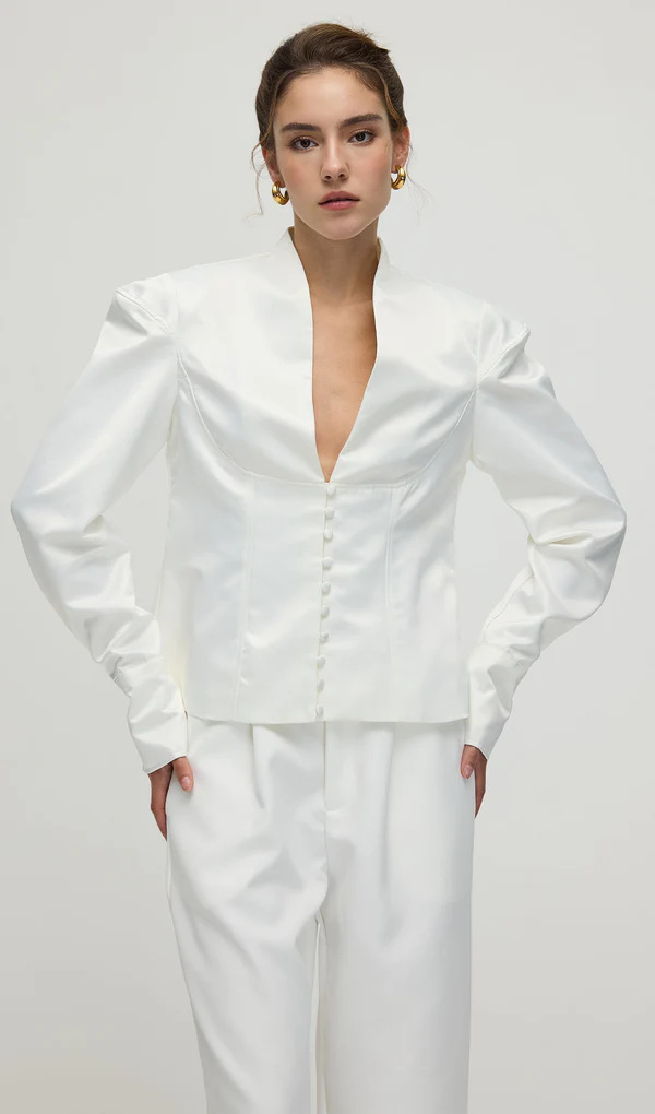 Elena Sculpted Satin Jacket - Image 3