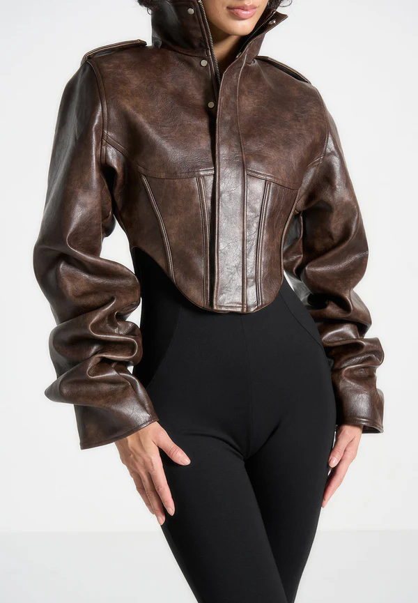 Kiera Leather Corset Jacket - Image 3