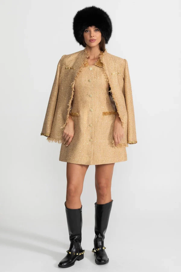 Valentina Sequin Tweed Coat Dress