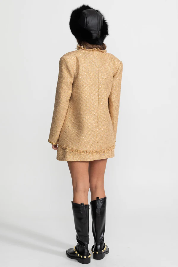 Valentina Sequin Tweed Coat Dress - Image 4