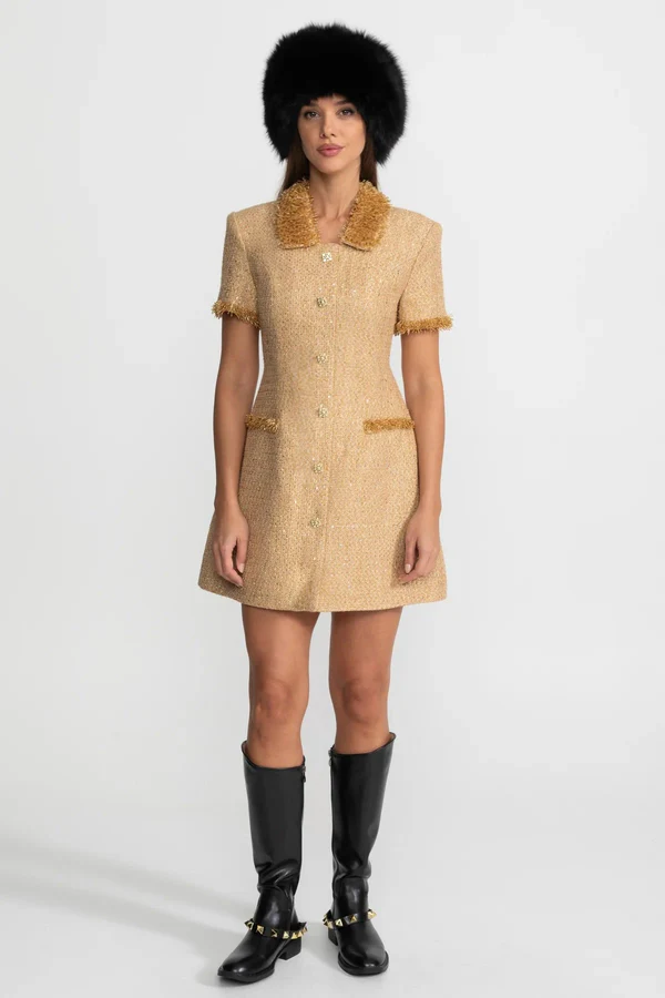 Valentina Sequin Tweed Coat Dress - Image 3